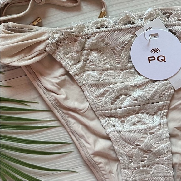 PQ Swim Elegant Cream Lace High Rise Bikini Bottom - Picture 9 of 15